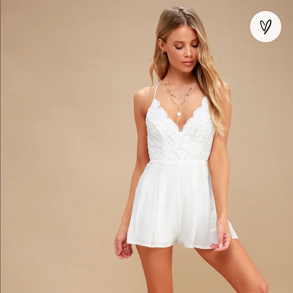 NWOT Lulu’s Star Spangled Ivory Backless Romper